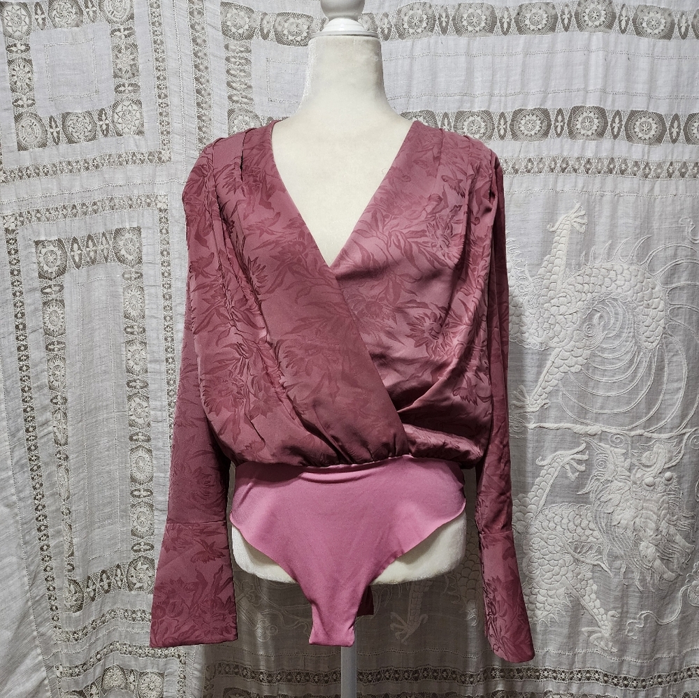 Favorite Daughter Floral Wrap Blouse in Dusty Rose - Picture 5 of 6